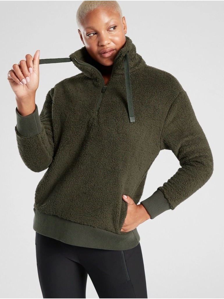 Athleta Talus Green Sherpa Pullover | Size Medium |